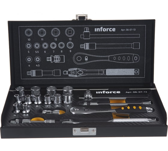 Набор инструментов 18 предметов 1/4″ Inforce 06-07-13