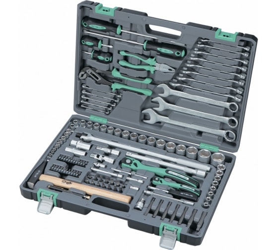 Набор инструмента 1/4″, 1/2″, CrV, S2, усиленный кейс, 119шт STELS 14112